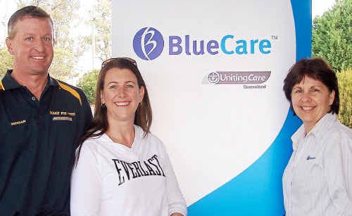 Brendan and Sharon Ryan with Blue Care service manager Sue Hoopmann. Brendan and Sharon Ryan with Blue Care service manager Sue Hoopmann.